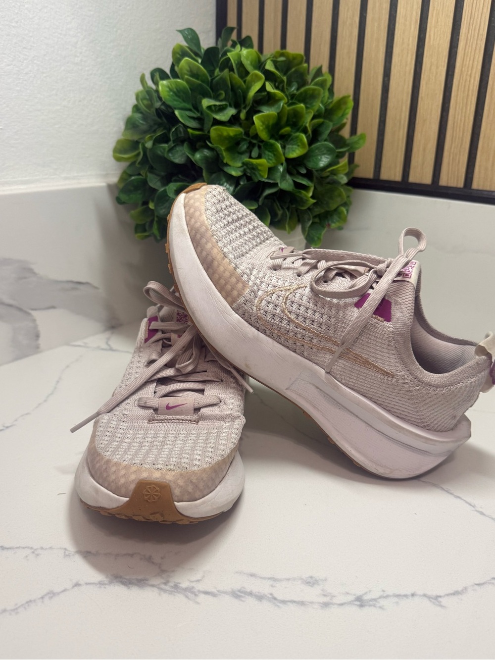 Nike Women's Light Pink and Tan Athletic Sneakers